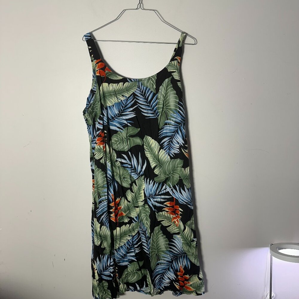 Vintage Bishop St Apparel Dress Hawaiian Floral Tropical Palm Womens XL Tank